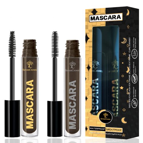 7C SEVENCROWN Brown Mascara Volume and Length Waterproof Set | Vegan & Cruelty-Free | Holiday Gift for Beauty Lovers