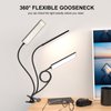 Vansuny Clip on Light LED Desk Lamp with Eye-Caring LED Light and Metal Clip, 11 Level Brightness 3 Color Modes, Power by USB Port 5W Flexible Gooseneck Reading Light for Home and Office (5W, Black)