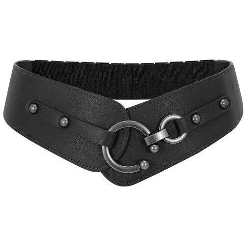 WERFORU Women Vintage Wide Elastic Thick Stretch Belt with Interlock Buckle for Dress Halloween?Black, Fit Waist Size 35-39 Inches