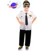 Children Pilot Costume Set Captain Uniform Dress Up for Kids Boys Halloween Cosplay Pretend Role Play Party