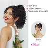 QGZ Curly Ponytail Extension,Drawstring Ponytail for Black Women 14 Inch Synthetic Short Wavy Curly Layered Pony Tails Hair Extensions for Daily Use(Reddish Brown)