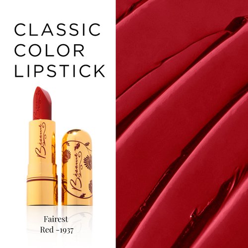 BESAME Fairest Red Lipstick 1937 Movie Princess-Replica Vintage Shade, Subdued Cool, Rich Apple Red Long-Lasting Lip Color, With Moisturizing Vitamin E, Satin Finish, Blot for Lip Stain