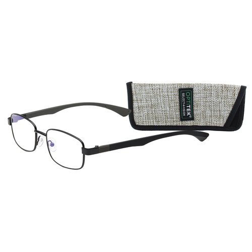 SAV Eyewear Men's Optitek Computer 2101 Black Round Reading Glasses, 34 mm + 1.25