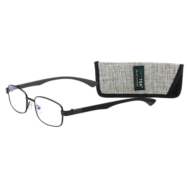SAV Eyewear Men's Optitek Computer 2101 Black Round Reading Glasses, 34 mm + 1.25