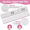 18pcs Nail File for Acrylic Nails - Capularsh 100/180 Grit Professional Double Side Emery Boards, Reusable Coarse Nail File for Acrylic Gel Dip False Nail Home and Salon Use
