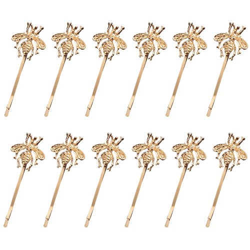 12 Pcs Hair Clips with Alloy Bee, wedding Headpieces Hair Pins Accessories, Bee Shape Hair Barrettes for Women and Girls (Gold)