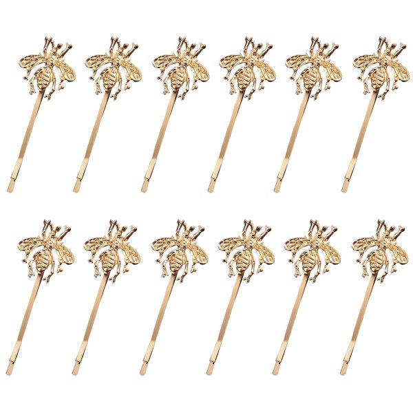 12 Pcs Hair Clips with Alloy Bee, wedding Headpieces Hair Pins Accessories, Bee Shape Hair Barrettes for Women and Girls (Gold)