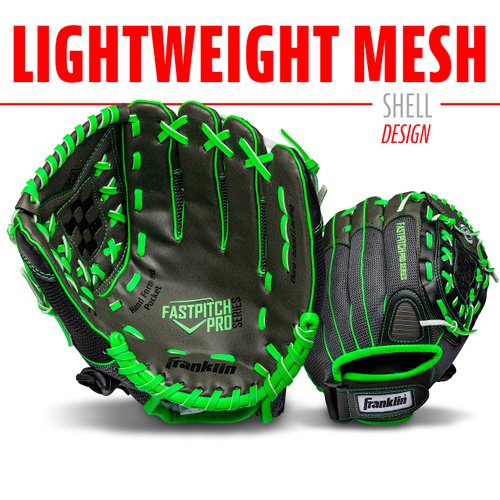 Franklin Sports Girls Softball Glove - Women's Windmill Fastpitch + Slowpitch Softball Glove - Green Softball Mitt - Right Hand Throw Adult + Youth - 11", Lime