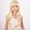 PATTNIUM Kids Girls Blonde Wig Long Wavy Light Blonde Wig for Kids Child Blonde Long Wig with Bangs Synthetic Wig with Wig Cap