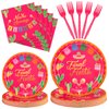 Sunnychicc 96 Pcs Final Fiesta Bachelorette Party Tableware Set Includes 7'' 9'' Paper Cactus Plates Napkins Forks Mexican Independence Day Supplies Cinco De Mayo Party Favos for 24 Guests