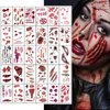 Halloween Face Tattoos Zombie Makeup Tattoos Temporary Halloween Burn Prank Tattoo Stickers Halloween Simulation Horror Fake Wounds Waterproof Scars Halloween Temporary Tattoos 30 Sheet