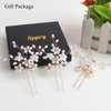 Sppry Wedding Hair Pins (3 Pcs) - Elegant Pearl Floral Crystal Hair Accessories for Bridal Women (Rose Gold)