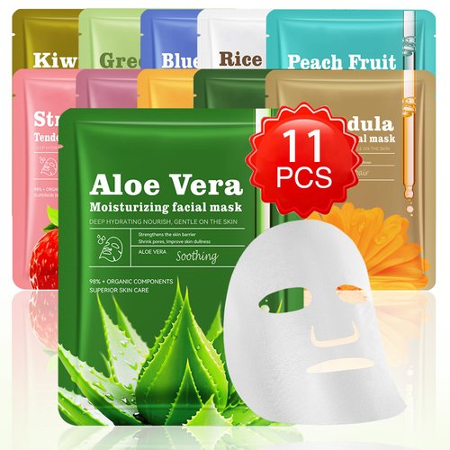 Xiuxixu 11 PCS Hydrating Face Masks Skincare, Moisturizing Face Mask Self Care Sheet Masks Set for Women, Face Skin Gentle Treatment Mask for Women Girls Home Spa Skincare Gift Set