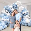 134pcs Blue and White Balloon Arch Kit, Blue and White Balloons with Dusty Blue Confetti Balloons for Anniversary Gender Reveal Wedding Baby Shower Birthday Party Decorations