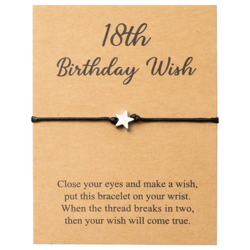 WATINC 18th Birthday Wish Bracelet for Girls, Adjustable Star Shape Bracelet for Valentine’s Birthday Gift, Make A Wish Bracelet for Couple Friendship, Women Teen Girl Jewelry Fashion Charm Bracelet