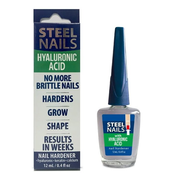 Amen Steel Nails Hardener with Hyaluronic Acid 0.40oz, No More Brittle Nails, Grow, Harden in Weeks