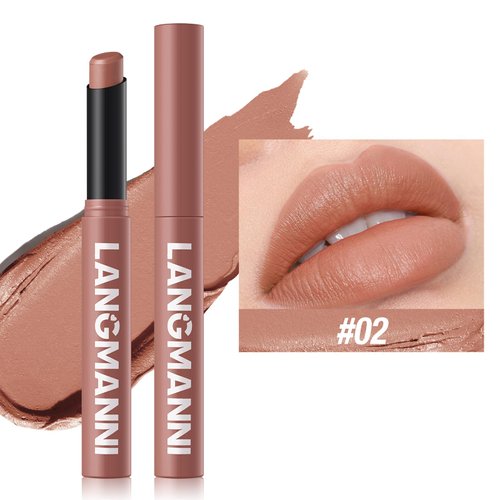 Kyannkara Matte Lipstick Velvety Mud Texture,Waterproof Long-Lasting,Non-Stick Cup,High Pigmented,Feels Comfortable On Lips 02#