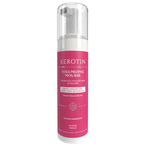 Kerotin Volumizing Mousse, Root Volumizer, Hair Thickening Styling Foam for Volume, Texture & Body, Tames Frizz & Flyaways, Ideal for Fine and Thin Hair, Cruelty Free, Made in the USA