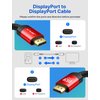 JSAUX DisplayPort Cable 1.4, DP Cable（8K@60Hz, 2K@240Hz, 4K@144Hz, 32.4Gbps）, Display Port to Display Port Cable 1.4 (DP to DP Cable) Compatible for Gaming Laptop TV PC Computer Monitor 6.6ft-Red