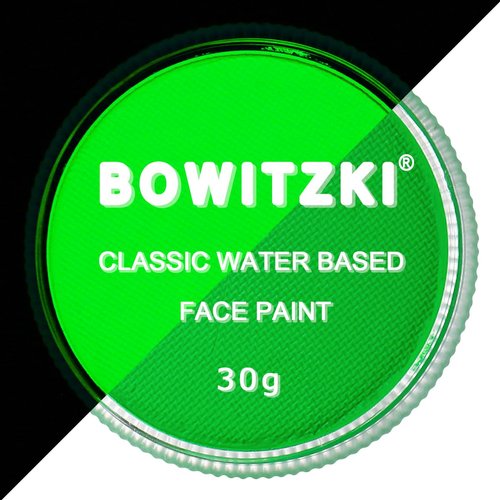 Bowitzki 30g Professional Face Paint Body Paint Water Based Face painting Makeup Safe for Kids and Adults Split Cake Single Color (Neon Green)