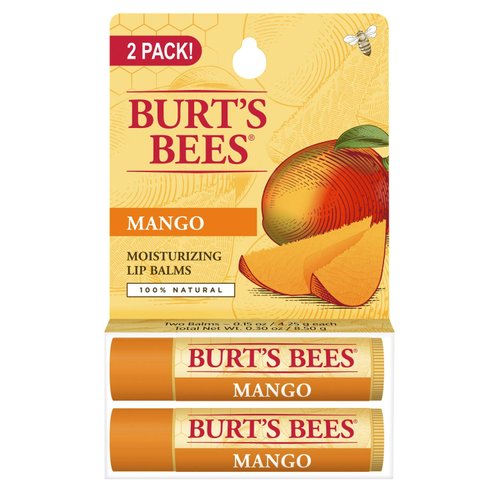 Burt's Bees Lip Balm - Mango, Lip Moisturizer With Responsibly Sourced Beeswax, Tint-Free, Natural Origin Conditioning Lip Treatment, 2 Tubes, 0.15 oz.