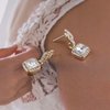 Sttiafay Vintage Crystal Square Drop Earrings Gold Cz Square Stud Earrings Rhinestone Square Dangle Earrings Geometry Cz Earrings Jewelry for Women