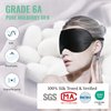 Silk Sleep Mask, 2 Packs 100% Real Natural Silk Eye Mask with Adjustable Straps, Eye Sleep Mask, BeeVines Summer Travel Eye Sleep Sunshade to Reduce Puffy Eyes (Black & Pastel Blue)