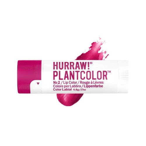 Hurraw! Plantcolor Lip Color No. 2: Red/Purple shade. Highly pigmented tinted balm and lipstick alternative. Vegan and all-natural. Easy application. Buildable. First of its kind. Made in USA