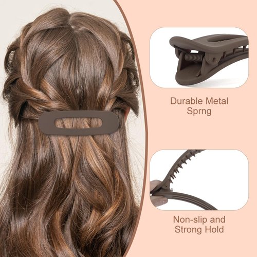 FASOTY Flat Hair Clips For Women Strong Hold Hair Claw Clips Lay Flat Claw Clips for Thin & Thick Hair Alligator Clips Styling Hair Accessories for Girls,3PCS