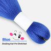 WUDAS Blue Braiding Hair 18 Inch Long Pre Stretched Hair Straight Yaki Texture Synthetic Hair Extensions Softness, 2 Packs
