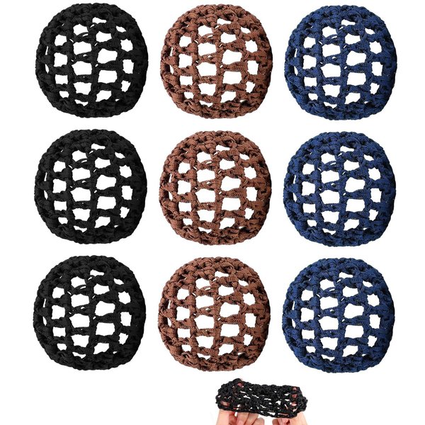 9Pcs Hair Nets Invisible for Buns, 3 Colour Styles, Dance Hair Bun Ballet Net Stretchy Elastic Bun Hair Net, Hair Bun Holder Hair Accessories for Dancer Skater Bank Clerk, Women Ballet