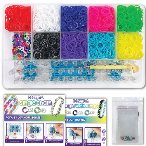 Rainbow Loom® Combo Set, Features 4000+ Colorful Rubber Bands, 2 Step-by-Step Bracelet Instructions, Organizer Case, Great Gift for Kids 7+ to Promote Fine Motor Skills