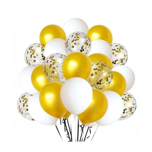300 Pack Gold and White Balloons + Gold Confetti Balloons - 12 Inch for Birthday Party, Wedding, Baby Shower, Graduation - White and Gold Balloons Decorations