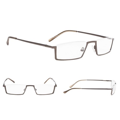 Gr8Sight 3-Pack Half-Rim Reading Glasses with Spring Hinges Gunmetal +1.0