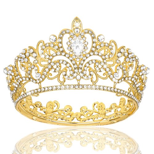 YARIEW Small Gold Crystal Crown Flower Bouquets Accessories Rhinestones Wedding Cake Topper Birthday Crown Cake Decorations Bridal Costume Cosplay Hair Accessories