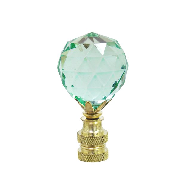 Aspen Creative 24007-21 Light Green Faceted Crystal Lamp Finial in Brass Plated Finish, 2 1/4" Tall (1 Pack)