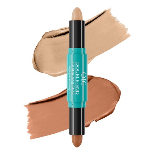Cream Highlight Contour Stick 2 In 1 Portable Waterproof Face Shaping & Highlighter Makeup Long-lasting Dual-end Contour Luminizer Pen for Beginner (Nature & Light Coffee)