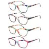 HEEYYOK Women Reading Glasses 4-Pack Colorful 1.00 Readers,Beautiful Pattern Cat Eye Glasses for Reading Lightweigth Flexible Spring Hinge Well Wear Look Younger
