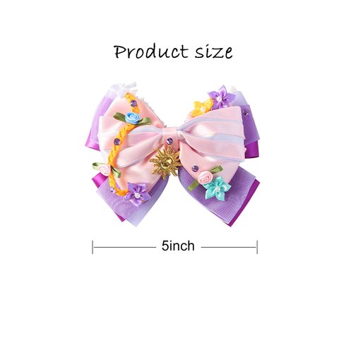 Princess Hair Bow Clips for Girls Women 5 Inch Role Play Halloween Costume Dress Up Accessories for Rapunzel