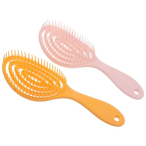 2Pcs Multifunction Hollow Out Arc Massage Hair Brush Detangling Smoothing Comb for Wet and Dry Hair Curly Straight Thick Thin Hair