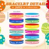 Sabary 48 Pcs Happy Birthday Pencils Rubber Bracelets Set Birthday Party Favors Birthday Pencils Silicone Wristbands Birthday Bracelet for Kids Students Teachers Classroom Reward Gifts (Bright Style)