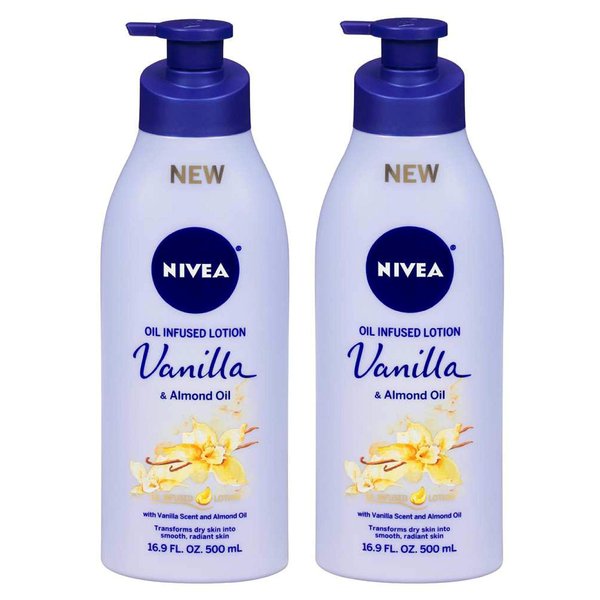 NIVEA Lotion Oil-Infused Vanilla/Almond Oil 16.9 Ounce Pump (500ml) (2 Pack)