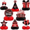 8 Pieces Red and Black Birthday Party Honeycomb Centerpieces Red Black Table Centerpieces Decorations Red Table Centerpiece Sign for Kids Adults Party Supplies