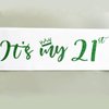 It’s My 21st Birthday Sash,21st Birthday Sash,Glitter Letter 21st Birthday Sash for Girls,Happy 21st Birthday Party Decorations,White and Green