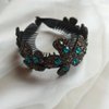 Rhinestone Flower Ponytail Holder Twist Bun Shape Hair Claw Hair Cuffs Accessory for Women Mother's Day Gift (Blue)