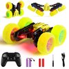 28°C Remote Control Car RC Car Toys for Boys 8-12, Rotating Stunt Cars with Headlight Wheel Light, Double-Sided Driving 360°Flips Rotating Car Toy for Boys Girls Birthday (Yellow)