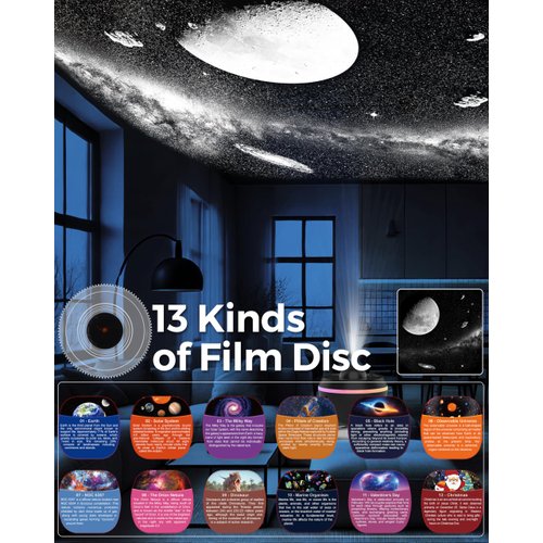 Galaxy Projector - 13 in 1 Planetarium Star Projector - Solar System Projector for Kids Bedroom Ceiling Decor - Realistic Starry Sky Night Light with Timer, Dynamic Meteor, RGB Lighting Effects