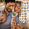 EGMBGM 132+ PCS LGBT Gay Pride Temporary Tattoos For Women Men Adults, Rainbow Temporary Tattoos Face Stickers Body Art, Bulk Flag Stripes Pride Tattoos Temporary, Rainbow Accessories For Women Pride Parade Festival