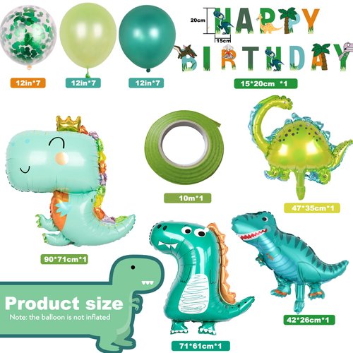 Dinosaur Birthday Decorations Cute Dinosaur Balloon Dinosaur Birthday Party Supplies Happy Birthday Banner Confetti Green Latex Balloon Baby Shower Decorations Boys and Girls LilyZheng
