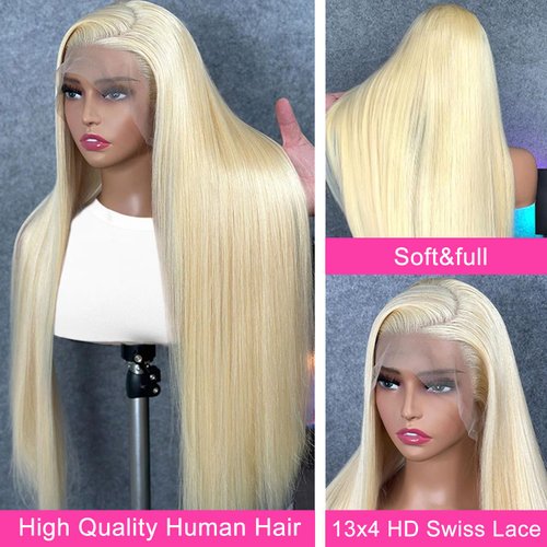 Fopeela 613 Blonde Lace Front Wig Human Hair 30 Inch 13x4 HD Transparnet Straight Glueless Wigs Human Hair Pre Plucked 613 Lace Frontal Wig 180% Density Bleached Knots Human Hair Wigs for Women